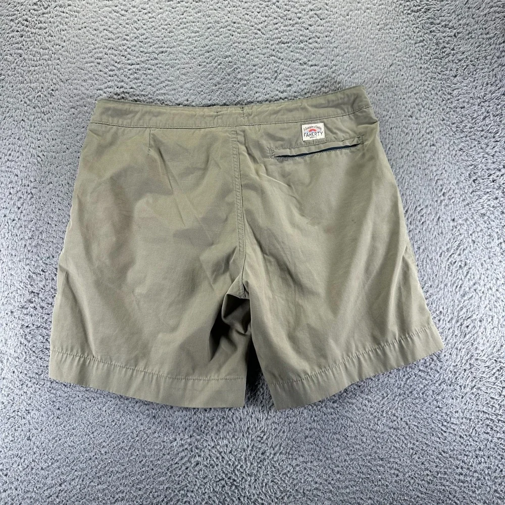 Faherty All Day Shorts Men 35‎ Green Polyester Chino Outdoor Drawstring Beach